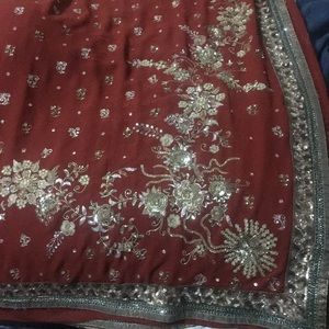 Heavy sequins and beads work saree